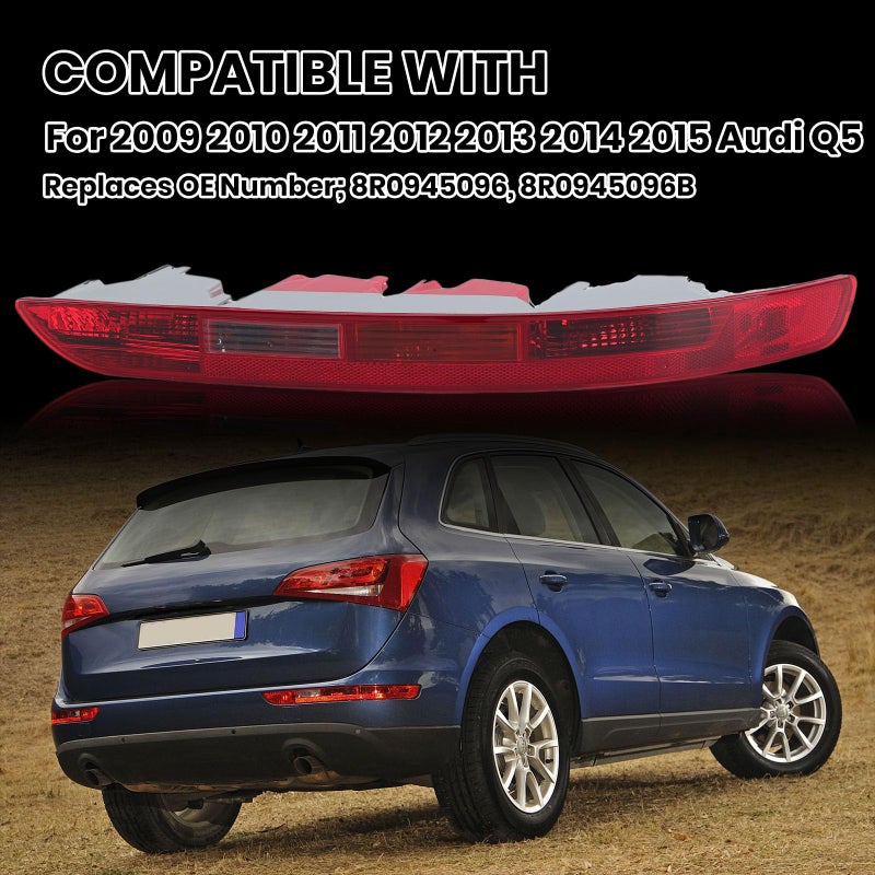 Clidr Rear Bumper Tail Light Lamp for Audi Q5 2009-2015 Rear Bumper Reflector Lower Tail Lights Replace 8R0945096 Passenger Side (Right) - Image 3